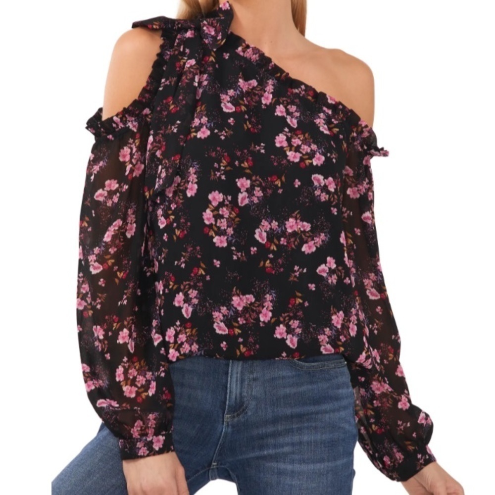 CeCe Fresh appeal floral cut out blouse